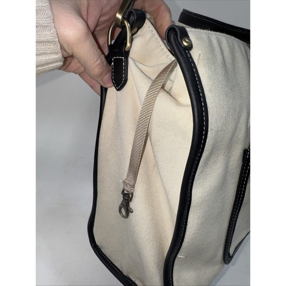 Missnine Laptop Tote Bag Canvas for Women 15.6 Computer Briefcase Black & Cream - Picture 4 of 16